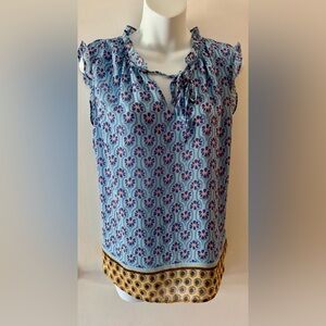 RACHEL Rachel Roy Blue and Purple Floral Blouse